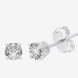 Classic round 1 CTTW 10k white gold Diamond stud earrings